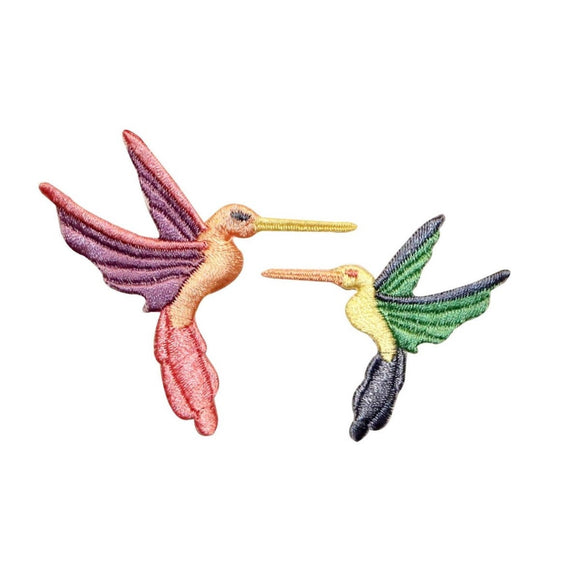 ID 0519AB Set of 2 Tropical Flying Bird Patch Crane Embroidered Iron On Applique