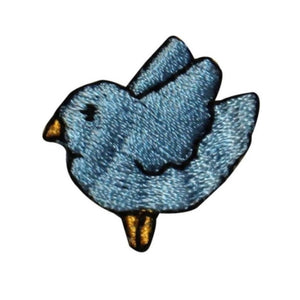 ID 0521A Baby Blue Bird Patch Tiny Jay Flying Cute Embroidered Iron On Applique