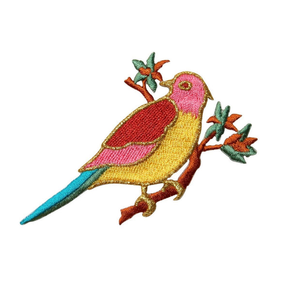 ID 0499A Bird On Branch Patch Peace Dove Robin Embroidered Iron On Applique