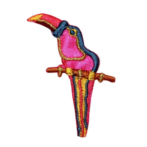 ID 0535 Toucan Perched Patch Exotic Bird Rainforest Embroidered Iron On Applique