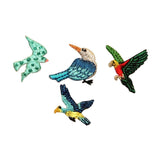 ID 0538ABCD Set of 4 Tropical Bird Patches Flying Embroidered Iron On Applique