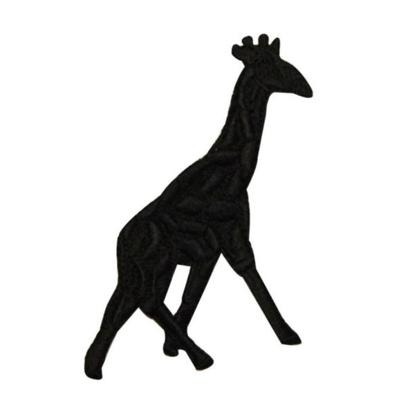 ID 0553A Wild Animal Giraffe Patch Black Silhouette Embroidered Iron On Applique