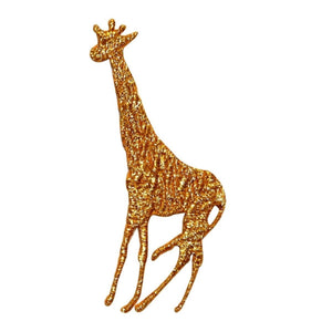 ID 0565 Gold Giraffe Patch African Wild Life Zoo Embroidered Iron On Applique