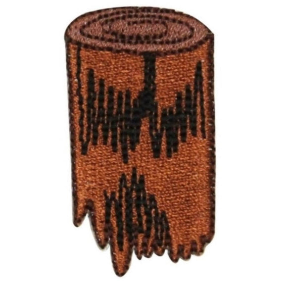 ID 0570B Camp Fire Wood Patch Stump Logs Scout Burn Embroidered Iron On Applique