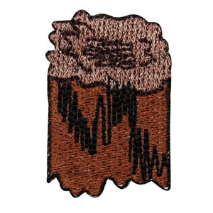 ID 0570C Camp Fire Wood Patch Stump Logs Scout Burn Embroidered Iron On Applique