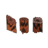 ID 0570ABC Set of 3 Camping Fire Wood Patches Logs Embroidered Iron On Applique