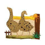 ID 0585 Pair of Ducks Patch Geese Scene Farm Speck Embroidered Iron On Applique
