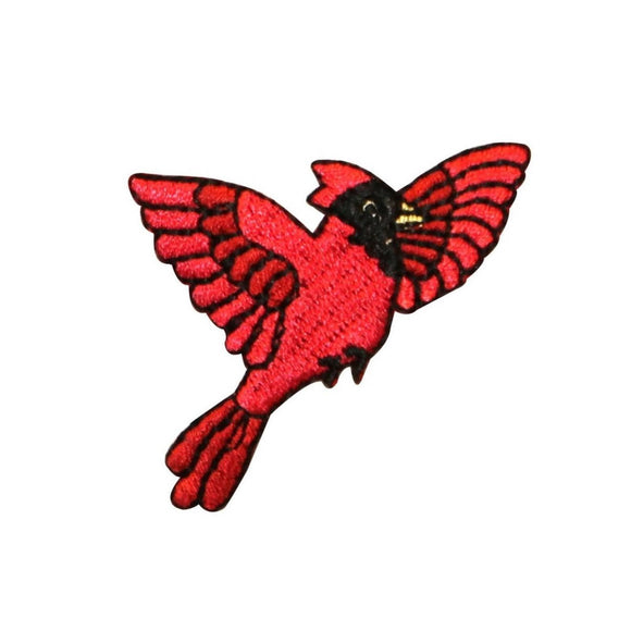 ID 0603 Flying Cardinal Patch Nature Bird Spring Embroidered Iron On Applique