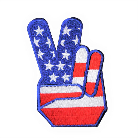 USA Victory Hand Patch American Patriotic Peace Sign Pride Iron On Applique