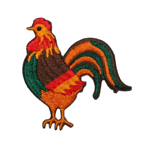 ID 0607 Farm Rooster Patch Country Chicken Morning Embroidered Iron On Applique