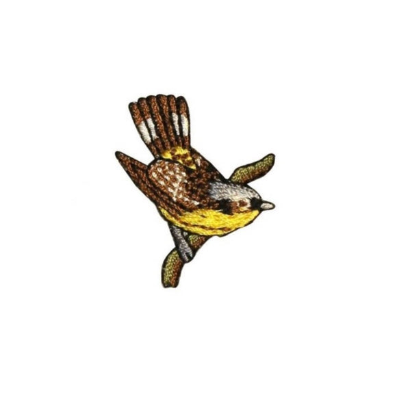 ID 0612D Sparrow Perched Patch Robin Swallow Branch Embroidered Iron On Applique