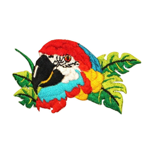 ID 0613 Parrot Macaw Patch Jungle Tropical Scene Embroidered Iron On Applique