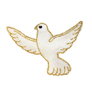 ID 0626 Flying White Dove Patch Peace Love Bird Embroidered Iron On Applique