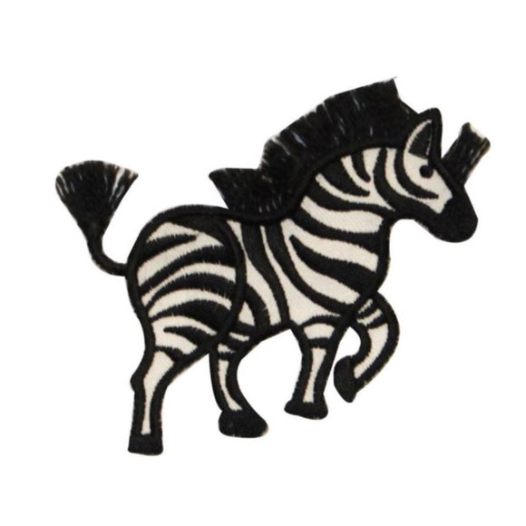 ID 0629A Wild Zebra Walking Patch Zoo Animal Safari Embroidered Iron On Applique