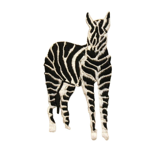 ID 0630Z Zebra Standing Patch Safari Animal Wild Embroidered Iron On Applique