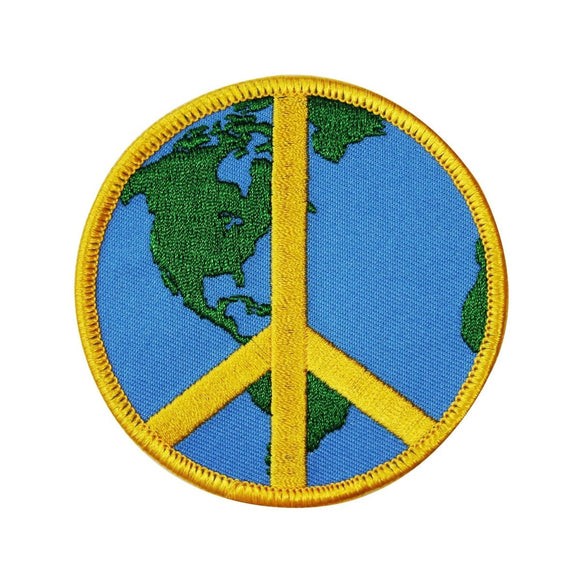 3 Inch Global Peace Sign Iron-On Patch Planet Earth Hippie Accessory Application