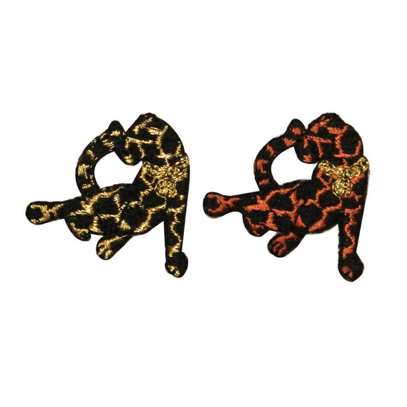 ID 0669AB Set of 2 Jungle Leopard Patches Cheetah Embroidered Iron On Applique