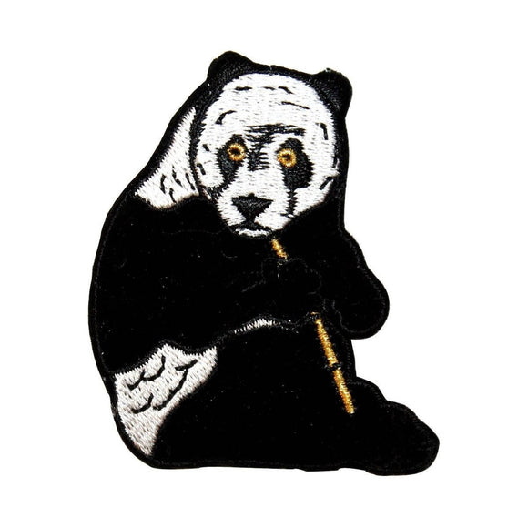 ID 0704 Panda Eating Bamboo Patch Chinese Bear Zoo Embroidered Iron On Applique