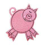 ID 0721B Pink Porky Pig Swine Farm Animal Embroidered Iron On Applique Patch