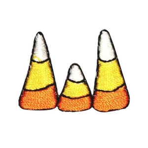 ID 0855A Candy Corn Trio Patch Halloween Treat Embroidered Iron On Applique