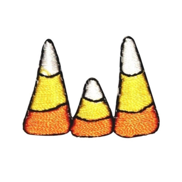 ID 0855A Candy Corn Trio Patch Halloween Treat Embroidered Iron On Applique