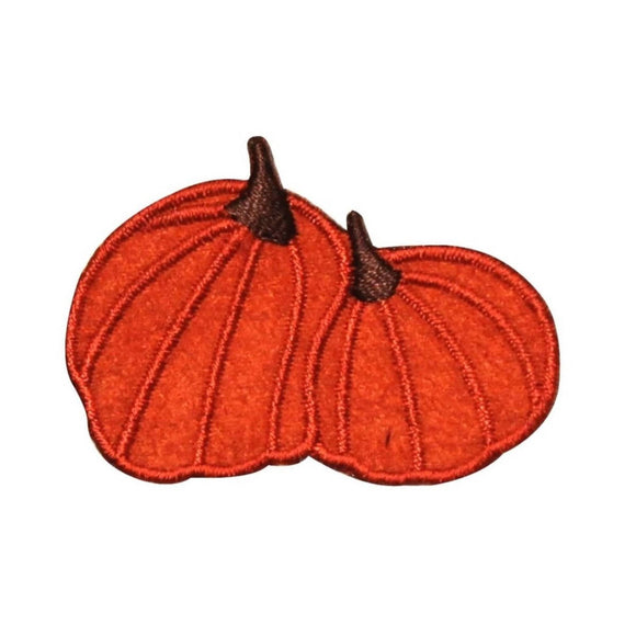 ID 0824 Pair of Pumpkins Patch Halloween Squash Embroidered Iron On Applique