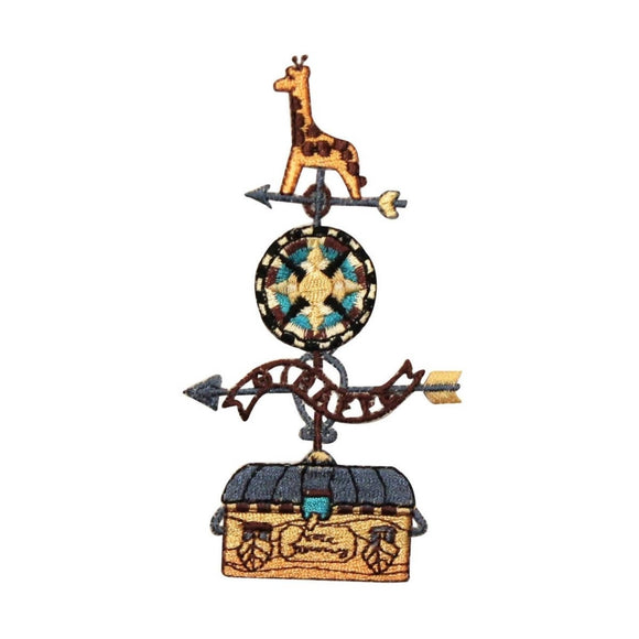ID 0733 Weather vane Patch Revolving Wind Guide Embroidered Iron On Applique