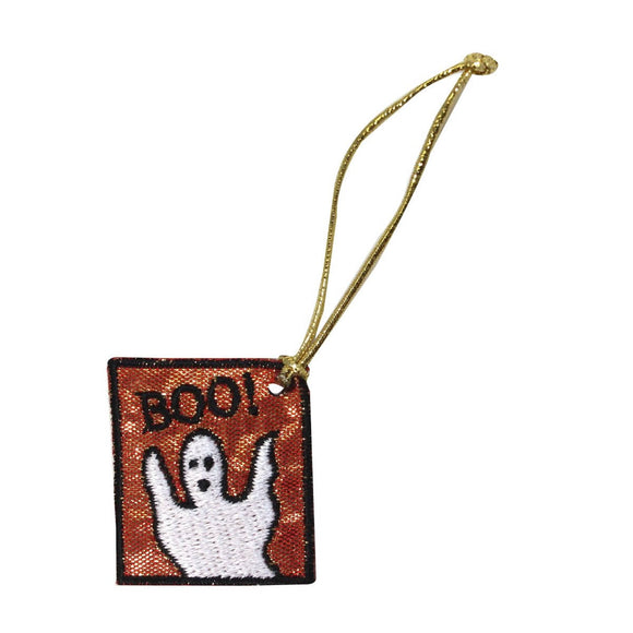 ID 0839B Ghost Boo Badge Patch Halloween Bag Tag Embroidered Iron On Applique