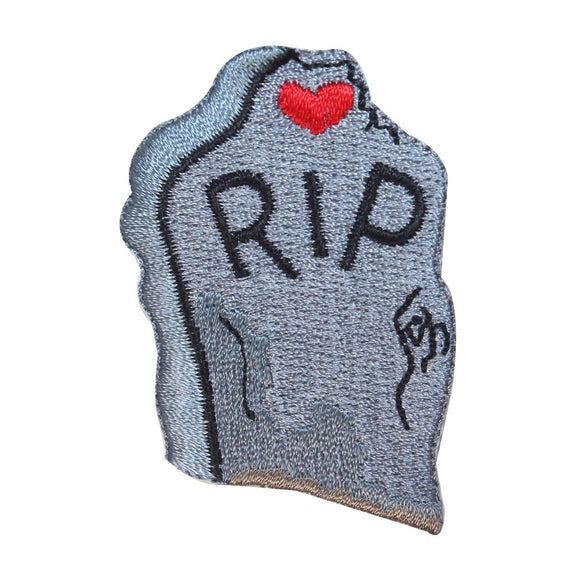 ID 0842 RIP Headstone Patch Cemetery Grave Heart Embroidered Iron On Applique