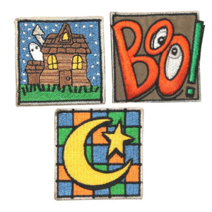 ID 0843ABC Set of 3 Halloween Spooky Patches Theme Embroidered Iron On Applique