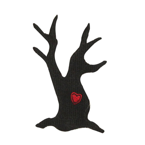 ID 0869 Black Tree Silhouette Patch Halloween Heart Embroidered Iron On Applique
