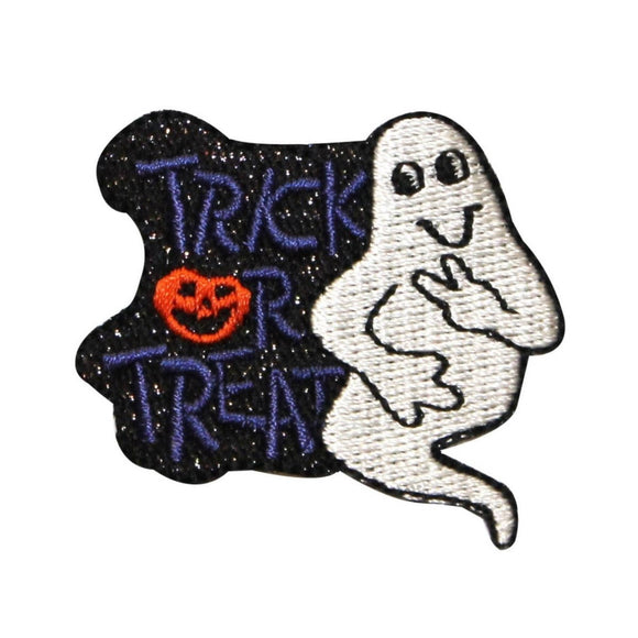 ID 0876 Trick or Treat Ghost Patch Halloween Spooky Embroidered Iron On Applique