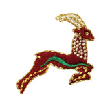 ID 0740 Gazelle Jumping Patch Reindeer Deer Leap Embroidered Iron On Applique