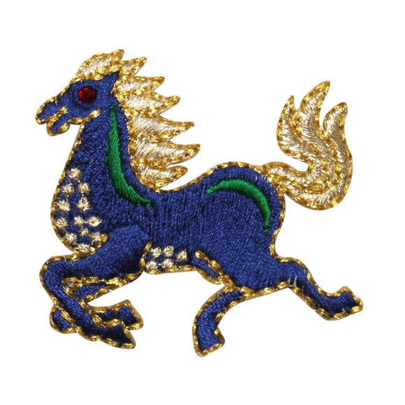 ID 0743 Fiery Stallion Patch War Horse Animal Stud Embroidered Iron On Applique