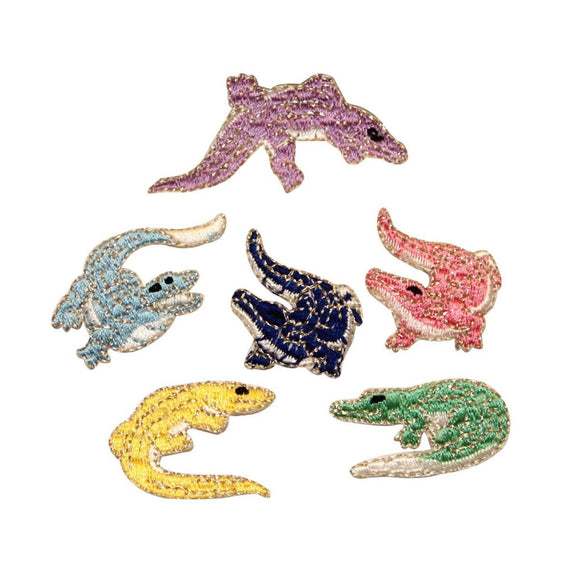 ID 0746A-F Set of 6 Colorful Alligator Patch Badge Embroidered Iron On Applique
