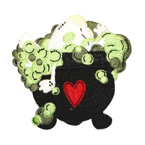 ID 0895 Bubbly Cauldron Patch Witch Brew Halloween Embroidered Iron On Applique