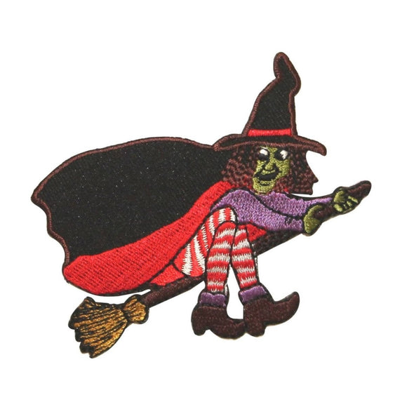 ID 0899 Wicked Witch On Broomstick Patch Evil Fly Embroidered Iron On Applique