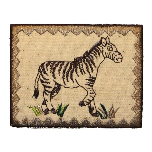 ID 0758 Zebra Portrait Patch Stripes Wild Zoo Badge Embroidered Iron On Applique