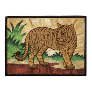 ID 0762 Tiger Portrait Patch Wild Zoo Badge Big Cat Embroidered Iron On Applique