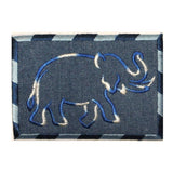 ID 0766 Elephant Outline On Denim Patch Zoo Wild Embroidered Iron On Applique