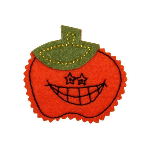 ID 0792B Felt Pumpkin Patch Halloween Carved Fun Embroidered Iron On Applique