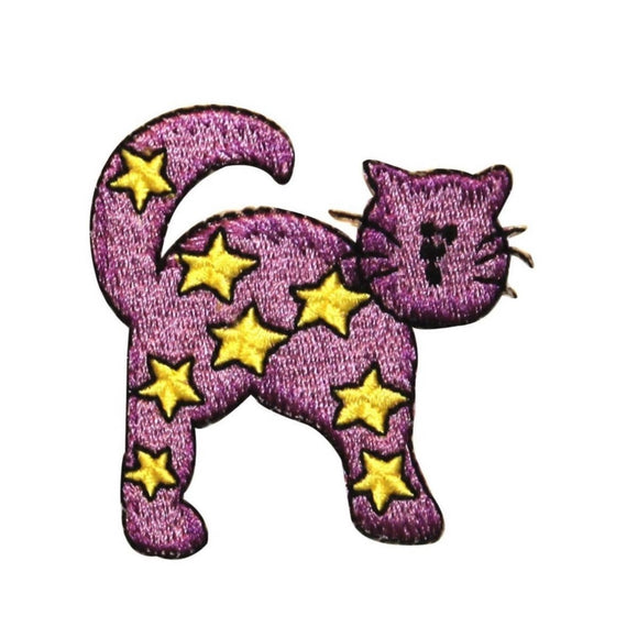 ID 0918 Midnight Cat With Stars Patch Halloween Embroidered Iron On Applique