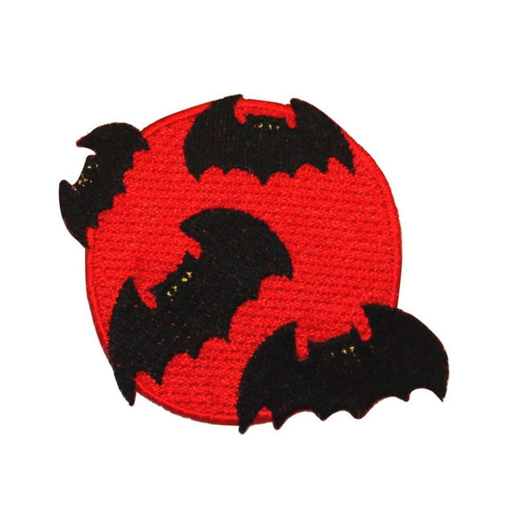 ID 0927Z Blood Moon With Bats Patch Halloween Night Embroidered Iron On Applique