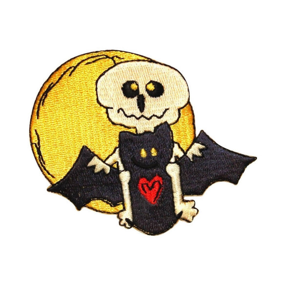 ID 0933 Skeleton Riding Bat Patch Halloween Night Embroidered Iron On Applique