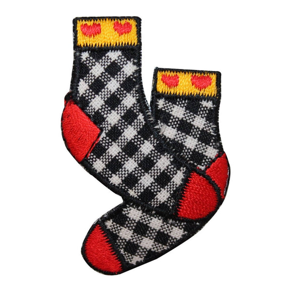 ID 0942B Kids Plaid Socks Patch Clothing Stocking Embroidered Iron On Applique