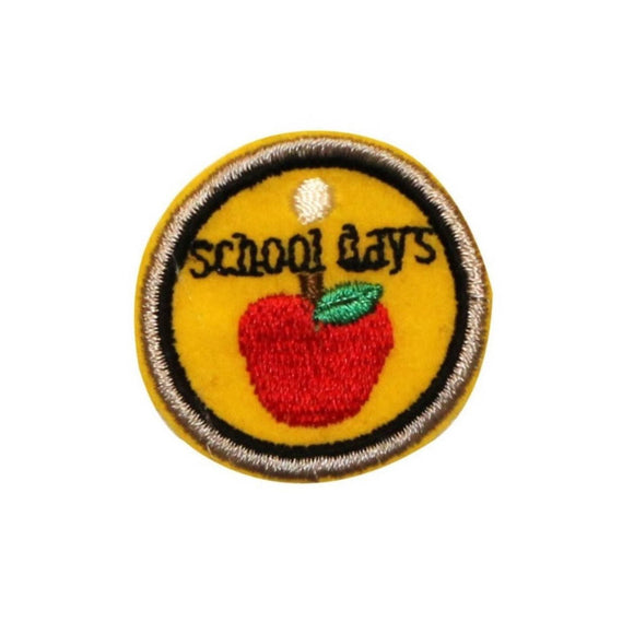ID 0966A School Days Badge Patch Teacher Apple Tag Embroidered Iron On Applique