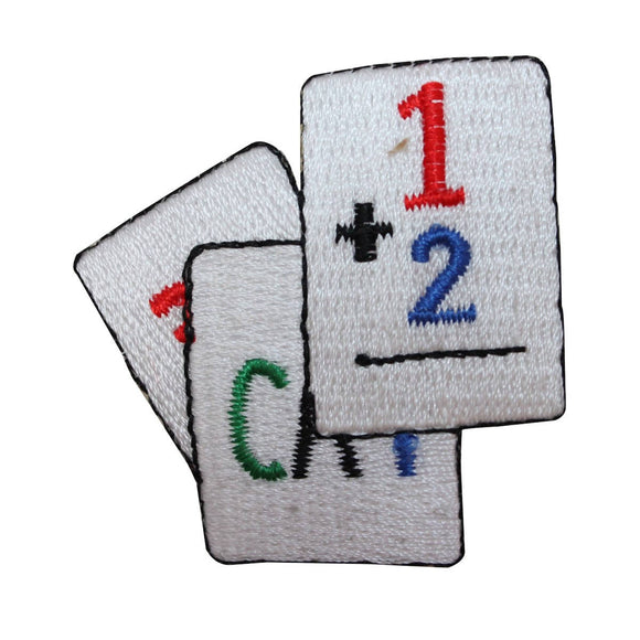 ID 0990B School Flashcards Patch Practice Teaching Embroidered Iron On Applique
