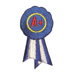 ID 1003 Blue Ribbon A Patch School Award Winner Embroidered Iron On Applique