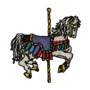 ID 1004 Carousel Show Horse Patch Carnival Ride Embroidered Iron On Applique