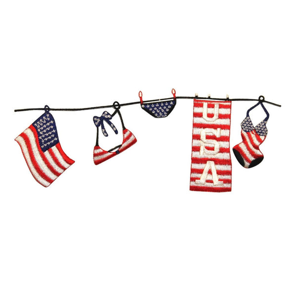 ID 1010 America Swimsuit Clothes Line Patch Flag Embroidered Iron On Applique